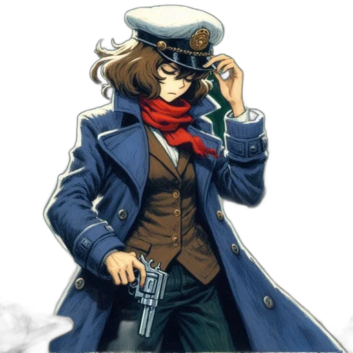 hat, staff, jacket, weapon transparent PNG cut-out