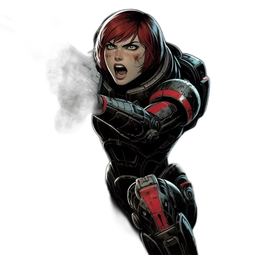 comic book art, concept art, cyberpunk, cartoon transparent PNG cut-out