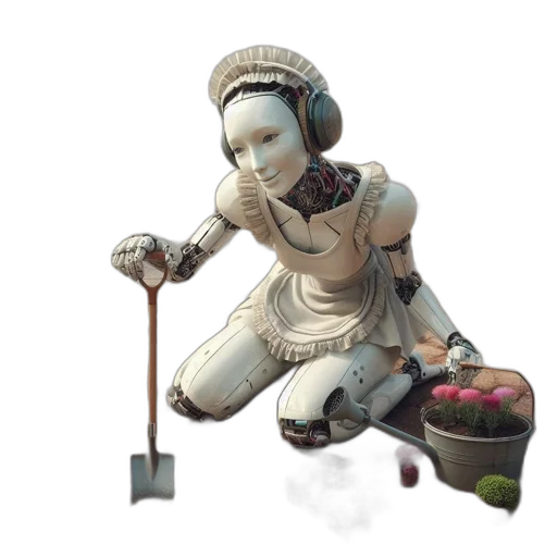 robot, staff, weapon, creature transparent PNG cut-out