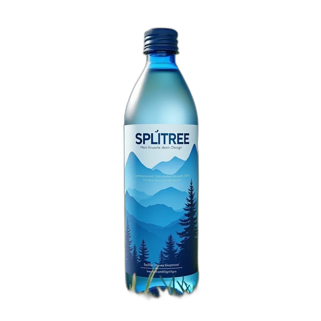bottle, water, blue, label transparent PNG cut-out