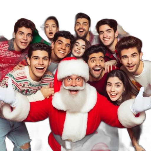 group, twenty-somethings, pose, festive transparent PNG cut-out
