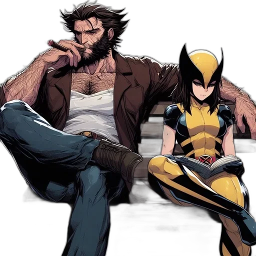 comic book art, concept art, golden, two transparent PNG cut-out