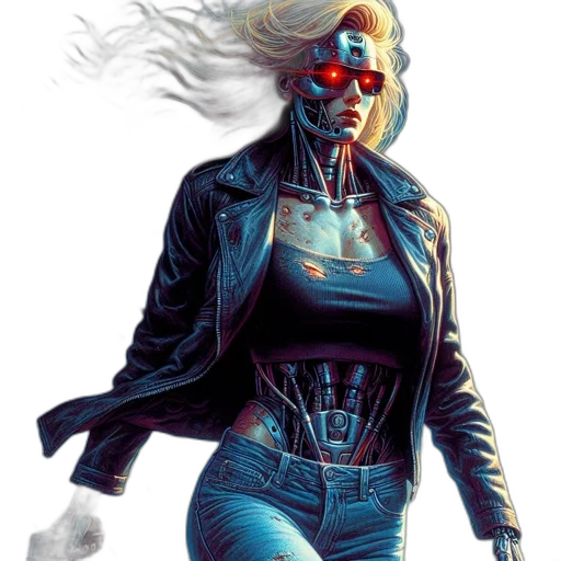 jacket, robot, comic book art, cyberpunk transparent PNG cut-out