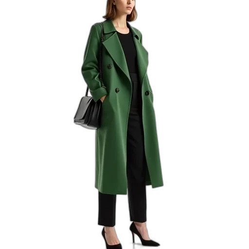 jacket, green, earth tones, woman transparent PNG cut-out