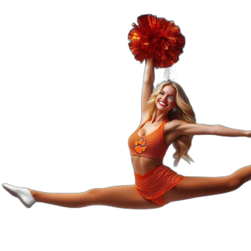 photorealistic, cheerleader, orange-and-white, outfit transparent PNG cut-out