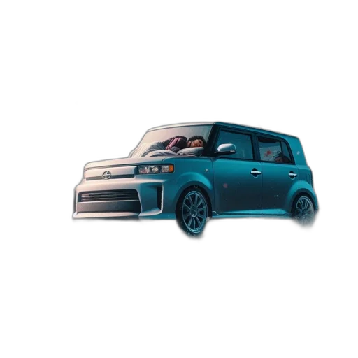 car, 3d render, vaporwave, photorealistic transparent PNG cut-out