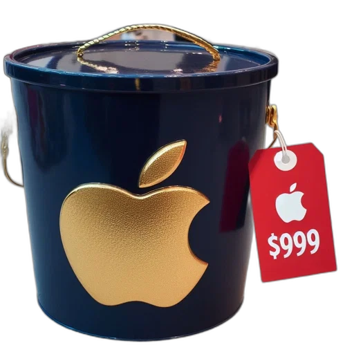 3d render, expensive, golden, apple transparent PNG cut-out