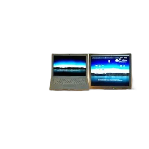 well-organized, workspace, two, monitors transparent PNG cut-out