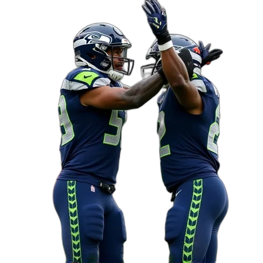 couple, seahawks, players, celebrating transparent PNG cut-out