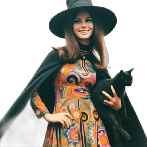 dress, hat, jacket, staff transparent PNG cut-out