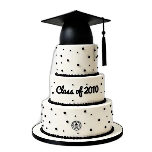 3d render, white, graduation, cake transparent PNG cut-out