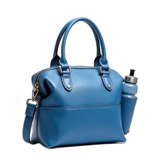 blue, leather, handbag, textured transparent PNG cut-out