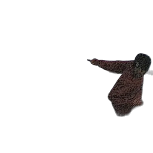 hair, jacket, staff, creature transparent PNG cut-out