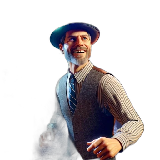 staff, hat, robot, jacket transparent PNG cut-out