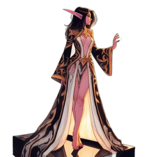 dress, staff, hat, concept art transparent PNG cut-out