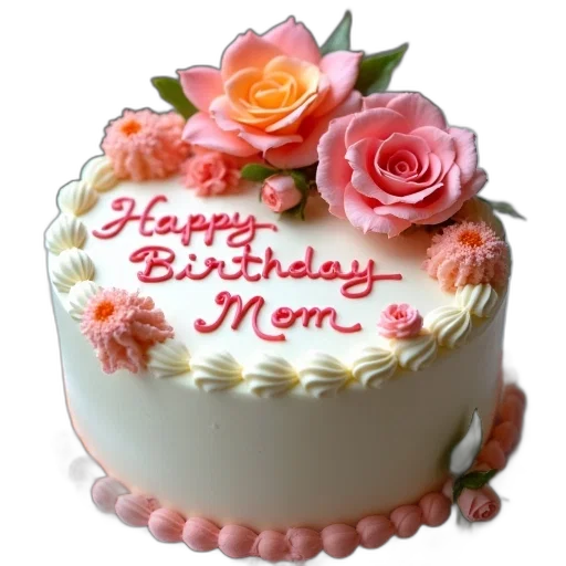 cake, flowers, top, says transparent PNG cut-out