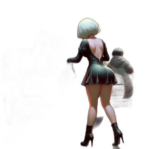 dress, robot, staff, creature transparent PNG cut-out