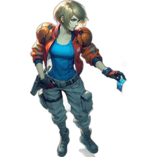 jacket, weapon, staff, robot transparent PNG cut-out