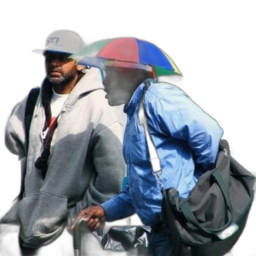 jacket, umbrella, hat, photorealistic transparent PNG cut-out