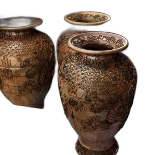 photorealistic, handcrafted, ceramic, vases transparent PNG cut-out