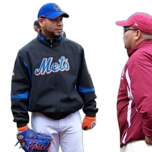 jacket, mets, player, talks transparent PNG cut-out