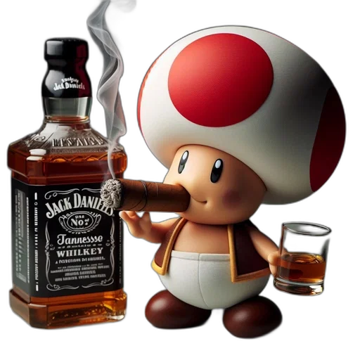 bottle, hat, 3d render, concept art transparent PNG cut-out