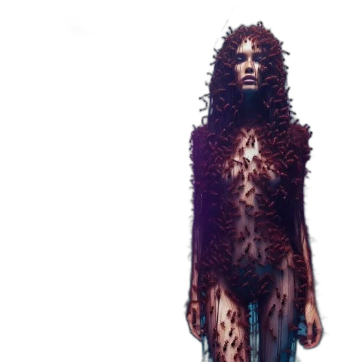 dress, hair, creature, concept art transparent PNG cut-out