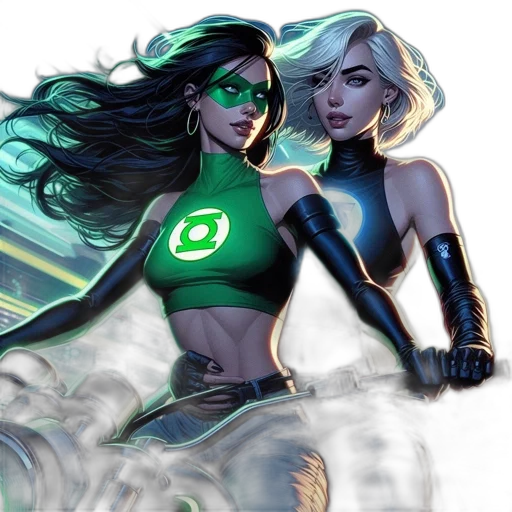comic book art, concept art, fantasy art, green transparent PNG cut-out