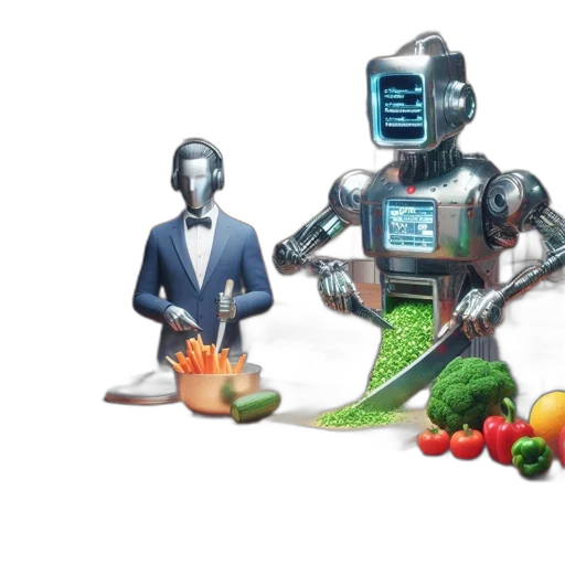 robot, food, 3d render, concept art transparent PNG cut-out