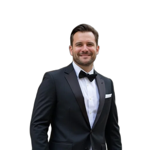 staff, jacket, face, groom transparent PNG cut-out