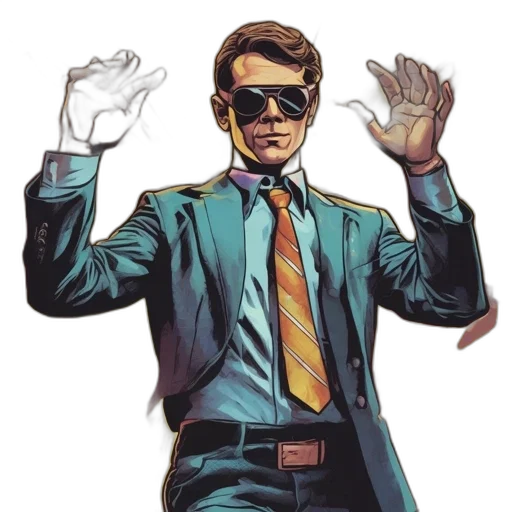 jacket, staff, comic book art, concept art transparent PNG cut-out