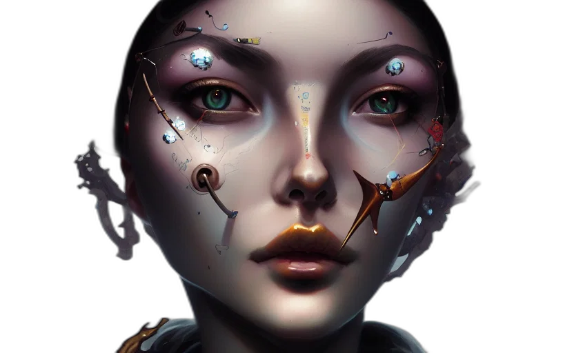 robot, face, mask, jewelry transparent PNG cut-out