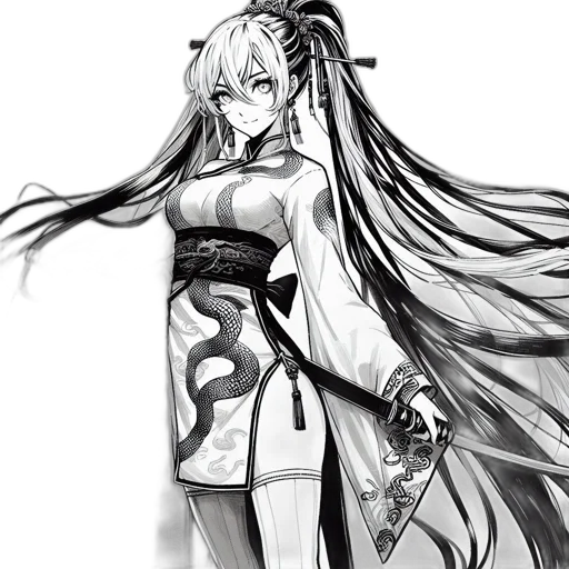 dress, staff, sword, weapon transparent PNG cut-out