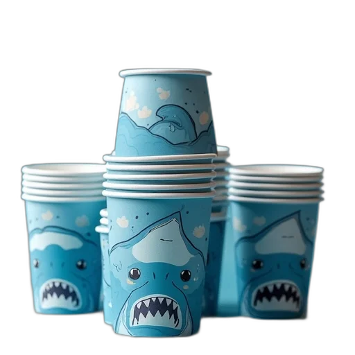3d render, concept art, sharks, paper transparent PNG cut-out
