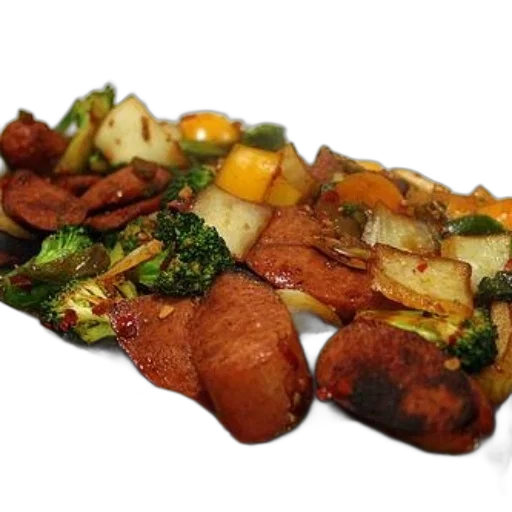 food, vibrant, stir-fry, featuring transparent PNG cut-out