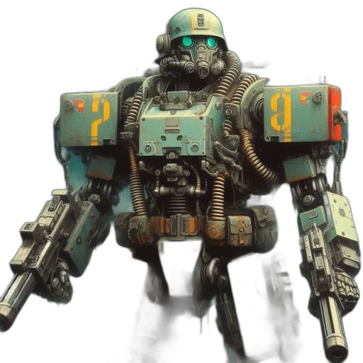 robot, weapon, concept art, 3d render transparent PNG cut-out
