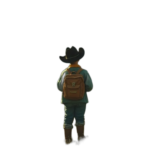 jacket, hat, animal, staff transparent PNG cut-out