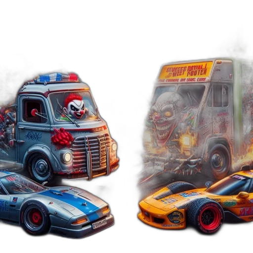 car, concept art, 3d render, comic book art transparent PNG cut-out