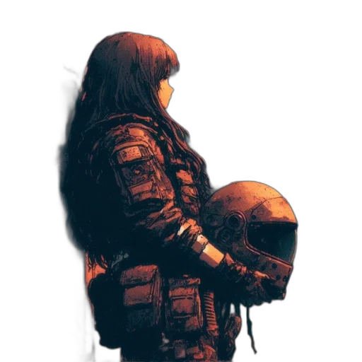 jacket, weapon, mask, hair transparent PNG cut-out