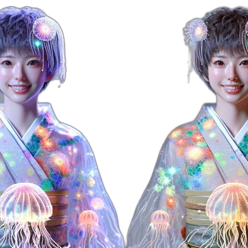 photorealistic, 3d render, anime, vaporwave transparent PNG cut-out