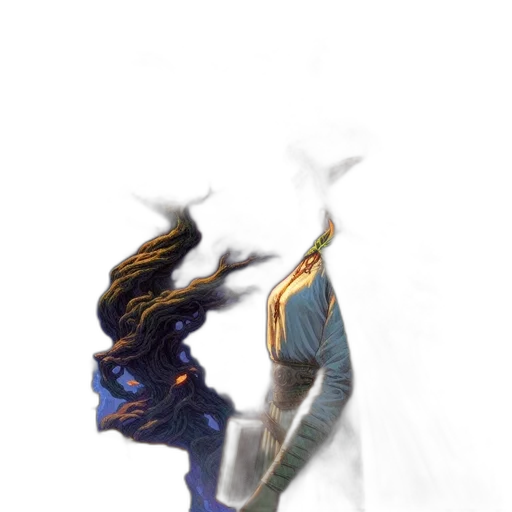 sword, dragon, hair, staff transparent PNG cut-out