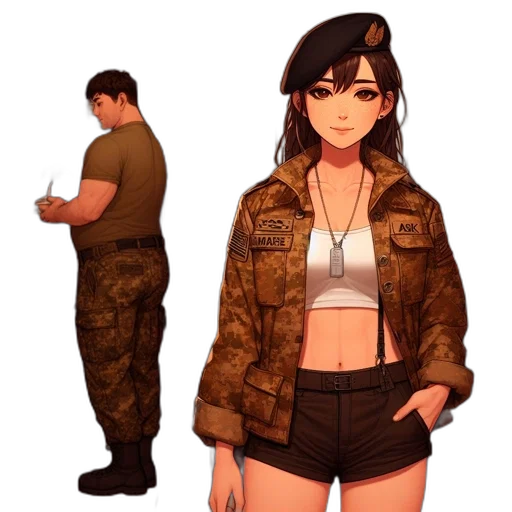 jacket, dress, staff, weapon transparent PNG cut-out
