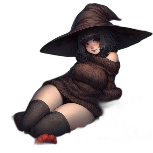 dress, hat, umbrella, staff transparent PNG cut-out