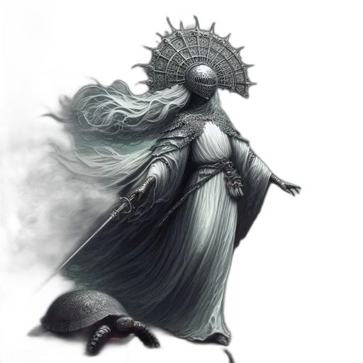 dress, staff, creature, crown transparent PNG cut-out