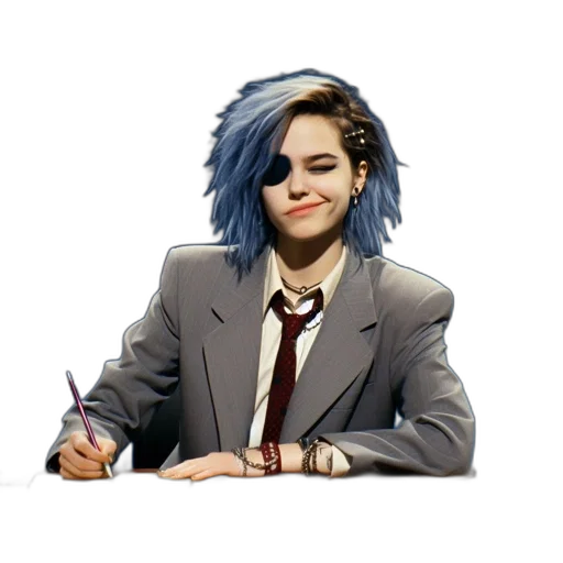 jacket, staff, hair, face transparent PNG cut-out