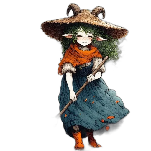 hat, staff, mask, dress transparent PNG cut-out