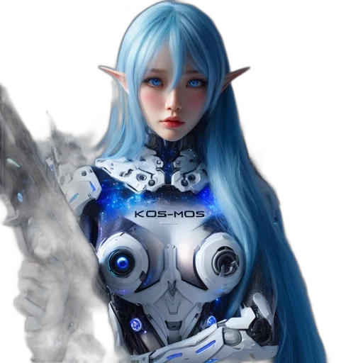 robot, staff, weapon, fantasy art transparent PNG cut-out