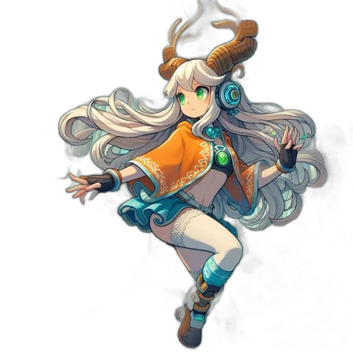 staff, mask, hair, dress transparent PNG cut-out