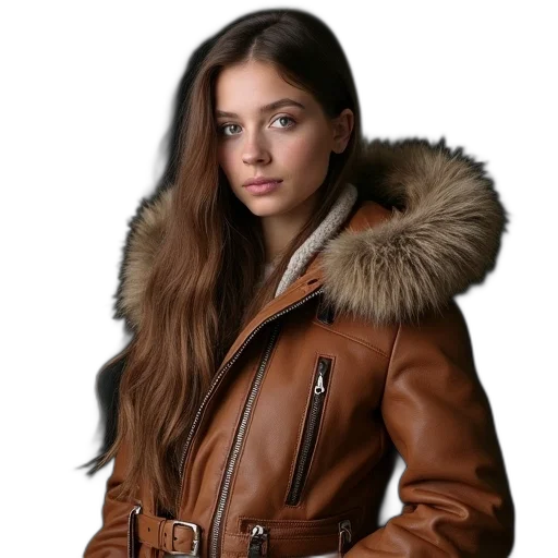 jacket, hair, jewelry, face transparent PNG cut-out