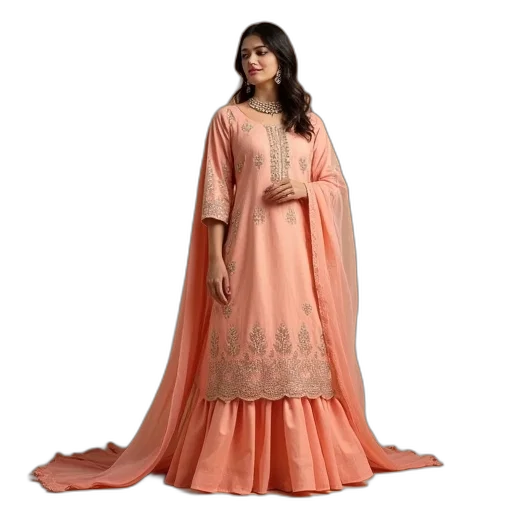 dress, peach, anarkar, suit transparent PNG cut-out